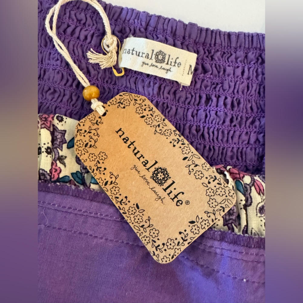 Natural Life Journey Boho Cotton Maxi Dress, Purple Floral Border - Picture 9 of 14